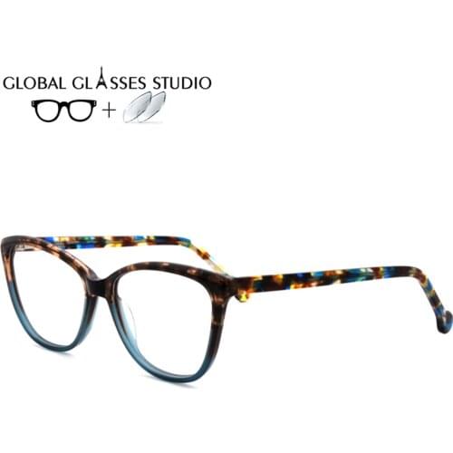 Mens and womens rainbow tortoiseshell acetate optical prescription glasses RD631-C6