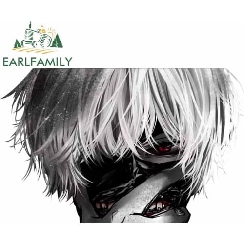 EARLFAMILY 13cm x 8cm for Kaneki Ken Tokyo Ghoul Lineart Vinyl Car Stickers Anime Waterproof Occlusion Scratch Window Decal