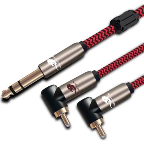 1/4" TRS Jack Splitter Cable Stereo Straight 6.35mm to 2 Angle RCA Mixer Console Amplifier Speaker Audio Cable 1M 2M 3M 5M 8M