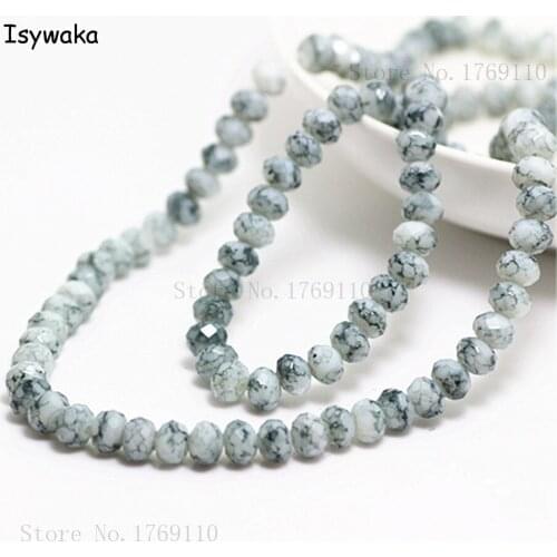 Isywaka Fashion 4x6mm 50pcs Rondelle Austria faceted Crystal Glass Beads Loose Spacer Round Beads for Jewelry Making No.11R6