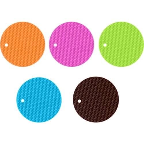 17cm Round Food Placemat Heat Resistant Pad Silicone Baking Mat Non Stick Pan Liner Non-slip Table Dining Table Mat Household