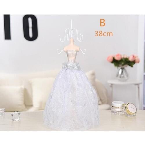 38cm Wedding princess Sequins Gown Mannequin Earring Necklace Stand Display Holder M Size white Ring storage jewelry rack C548