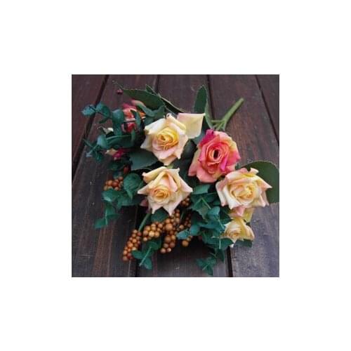 Fashion Hot Elegant Oil Painting Style Artificial Rose Silk Flowers 10 Flower Head Floral Wedding Garden Decor DIY Decoration