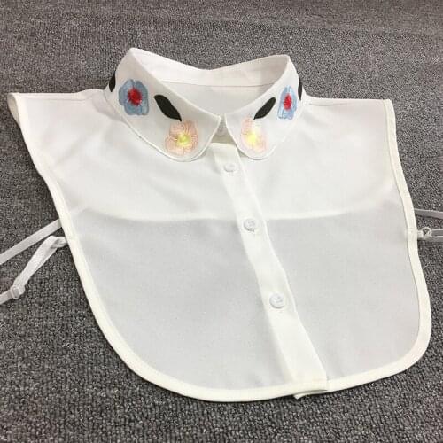 Fashion lady leopard shirt versatile mesh blouse spot wild accessories Round neck monochrome female chiffon flower decoration