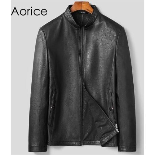 Aorice Men Genuine SheepSkin Leather Jacket Coat Male Brand New Winter Real Leather Jackets Coats MT130