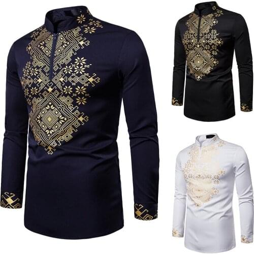 Mens Shirt for African Dresses Fashion Men 2020 Clothes Long Sleeve Bazin Embroidered Autumn Traditional Africa Dress DT1788