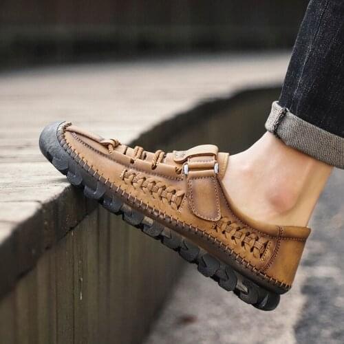 Mens summer hollow out shoes classic leather outdoor hiking shoes comfortable leather Shoes38 cool - 48 men leisure shoes