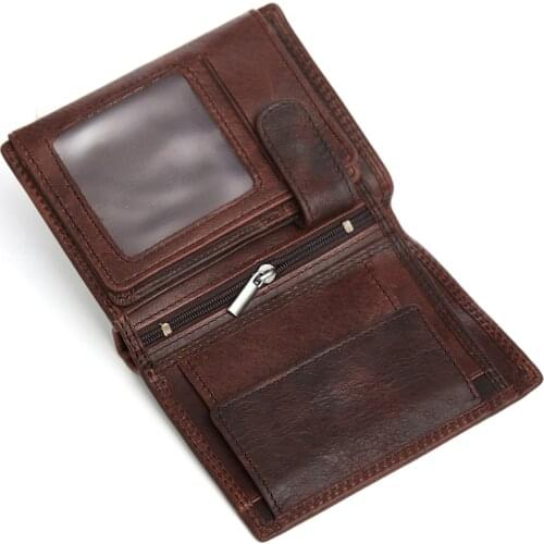 HUANILAI Genuine Leather Wallets For Men Rfid Credit Business Card Holders Cowhide Wallets Purse Short Clutch Bag Male