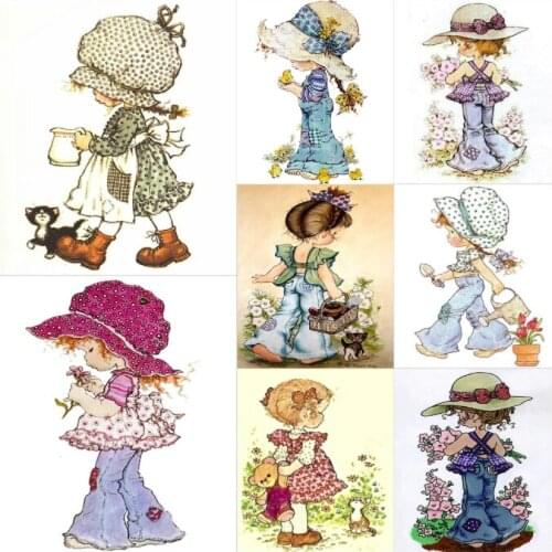 5D DIY Little Girl Diamond Painting Kit Full Drill Round Rhinestone Mosaic Art Picture Set Handicraft Home Decoration Gift