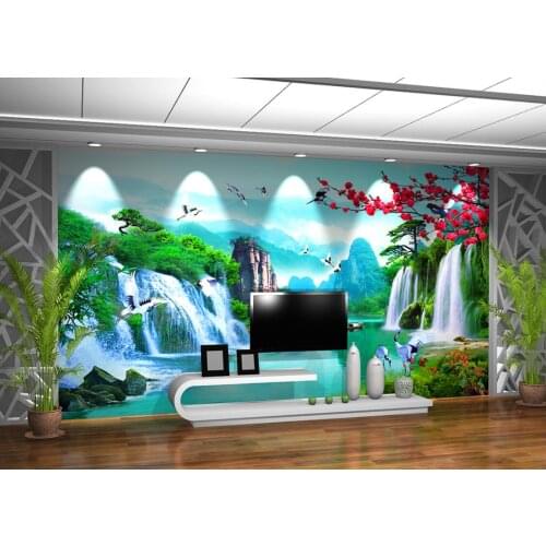 Beibehang Custom Wall Mural Wallpaper Home Decor Waterfall Nature Landscape Photo Wall Paper For Living Room 3D wall stickers