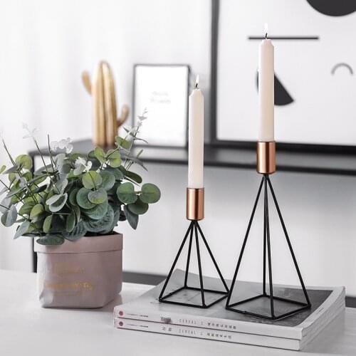 Nordic Simple Geometric Decoration Candlestick Decoration Line Beauty Wrought Iron Creative Candle Holder Home Home Accessories