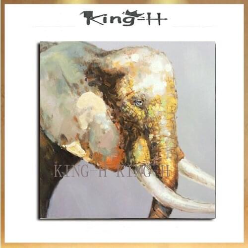 Selling hand-painted oil painting colorful animals elephants paint modern knife decorated hotel villa clubhouse lobby