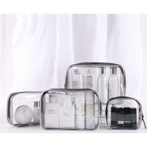 4Size Transparent PVC Frosted Waterproof Cosmetic Travel Bag Convenient Makeup Beauty Case Toiletry Bag Wash Bags