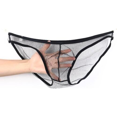 See Through Underwear Mens Sexy Low Waist Ultra-Thin Mesh Transparent Underwear Large Size Briefs Mens Underwear Exotic