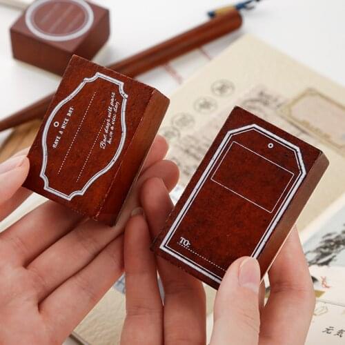 Retro Label Tag Series Decoration Stamp Frame Wooden Rubber Stamps For Scrapbooking Stationery DIY Craft Standard Stamp