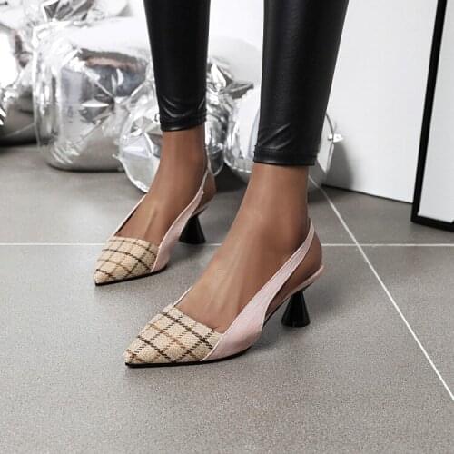 Baotou sandals womens thick heel soft leather spring and summer 2020 new back empty single shoes mother pointed middle heel fas