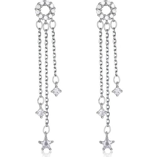 SILVERHOO New 925 Sterling Silver Drop Earrings For Women 5A Clear Cubic Zirconia Earring Anniversary Simple Fine Jewelry Gift