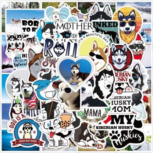 10/30/50PCS Mixed Cute Gray And White Husky Style Stickers Laptop Guitar Luggage Phone Office Waterproof Sticker Decal Kid Toy