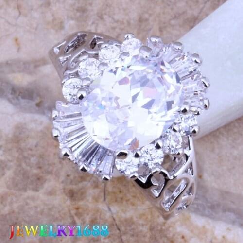 Tantalizing White CZ Silver Plated Ring Size 5 / 6 / 8 D046