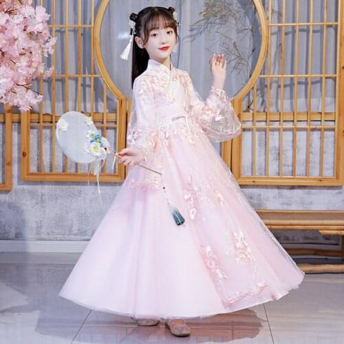 Chinese Traditional Folk Tang Costume Girls National Tang Dynasty Dresses Kids Dance Wear Fairy Cosplay Clothes