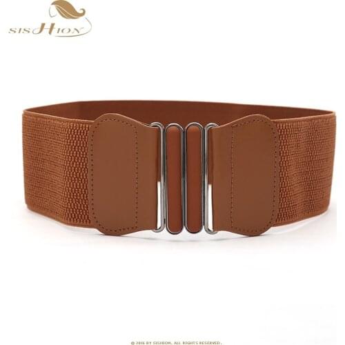 Vintage Women Ladies Belt Black Red Brown Elegant Fashion Elastic Wide Waist Belts For Women Waistband VB0034