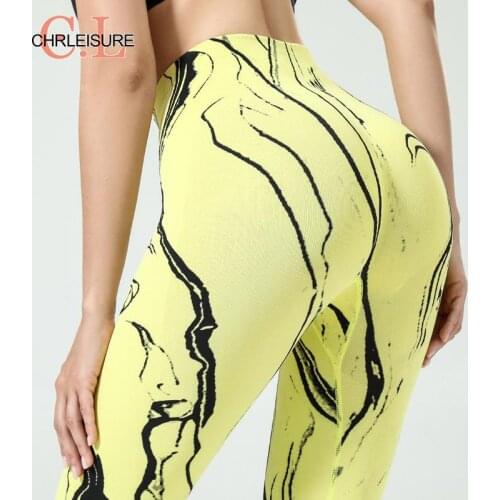 CHRLEISURE Women Tie Dye Leggings High Waist Seamless Running Fitness Leggings Women Breathable Sexy Elastic Push Up Leggings