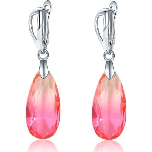 8Seasons Fashion Drop Earrings For Women Gold/Metal Copper Metal Wedding Geometric Oval Colorful Gradient Earrings,1 Pair