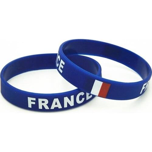 1PC France Natinal Flag Silicone Wristband Blue Football Sports Souvenir Silicone Rubber Bracelets&Bangles Adults Gifts SH220