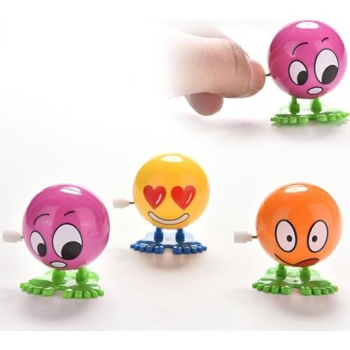 1Pcs Cute Colorful Funny Face Somersault Running Clockwork Wind up Toy Friendly Environmental Materials Spring Baby Toys