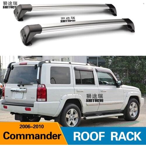 2 Pcs for JEEP COMMANDER (XK, XH) 2006-2010 Roof Bar Car Special Aluminum Alloy Belt Lock Led Shooting CORSS RACK