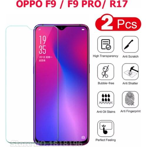 2Pcs Tempered Glass OPPO F9 Glass Film HD Mobile Phone Screen Protector for OPPO R17 Tempered Glass for OPPO F9 Pro Cover Film