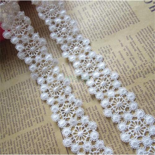 2 yard 44mm Soluble Polyester Flower Embroidered Fabric Lace Trim Ribbon Handmade DIY Sewing Craft For Costume Hat Decoration