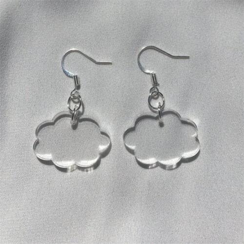 Cloud Acrylic Earrings, Clear Acrylic Earrings, Ear Wire Cloud Earrings, Cloud, Transparent Cloud Earrings,Weather Jewelry, Hand