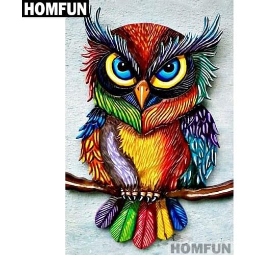 HOMFUN Full Square/Round Drill 5D DIY Diamond Painting "Colourful Owl" Embroidery Cross Stitch 5D Home Decor Gift A01313