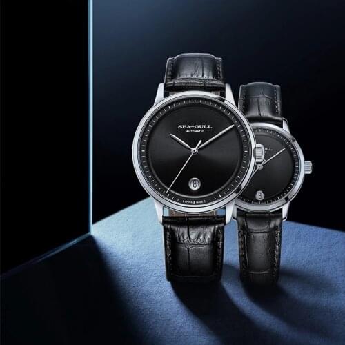 Seagull Mens Watch Fashion Simple Sapphire Waterproof Watch Automatic Mechanical Watch Leather Strap Single Calendar Watch