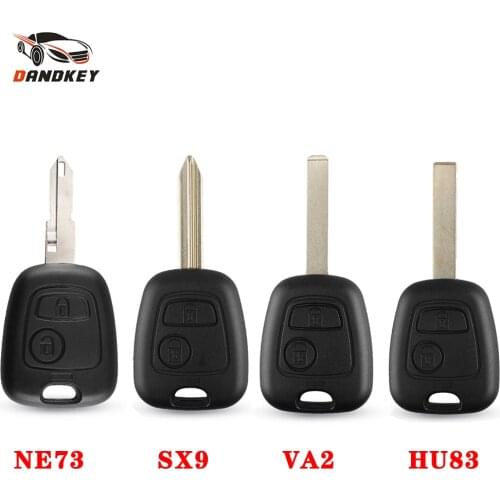 Dandkey 2 Buttons Replacement Remote Car Key Case Shell Blank For Peugeot 206 205 106 405 Uncut Blade