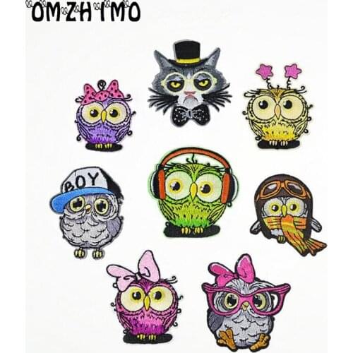 Children Cartoon Bird Embroidered Owl Iron on Patches for Clothes Stickers Fabric DIY Decorative Applique Patch Embroidery