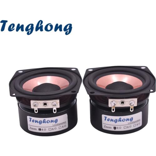Tenghong 2pcs 2.5 Inch HIFI Audio Speaker 4/8Ohm 8-15W Full Range Desktop High Sensitivity Bass Midrange Treble Loudspeaker DIY