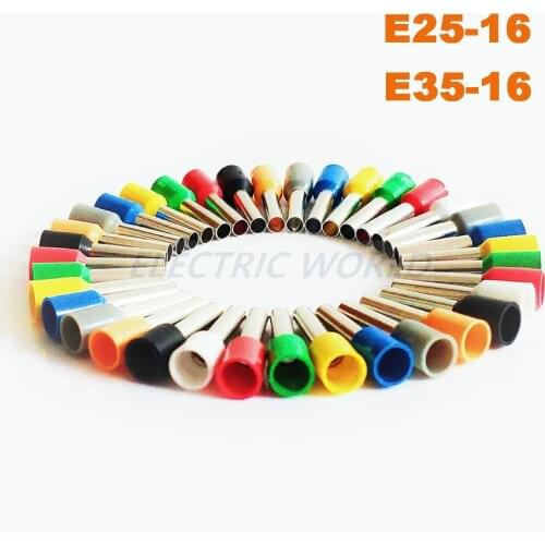 E25-16 E35-16 Tube Insulated cord end terminals Cable Connector wire terminals Insulating Crimp wire Connector E10-18