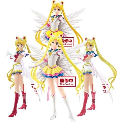 Bandai Original Sailor Moon Figure Glitter Glamours Eternal Sailor Moon Action Model Anime Figure Collection Kids Toys