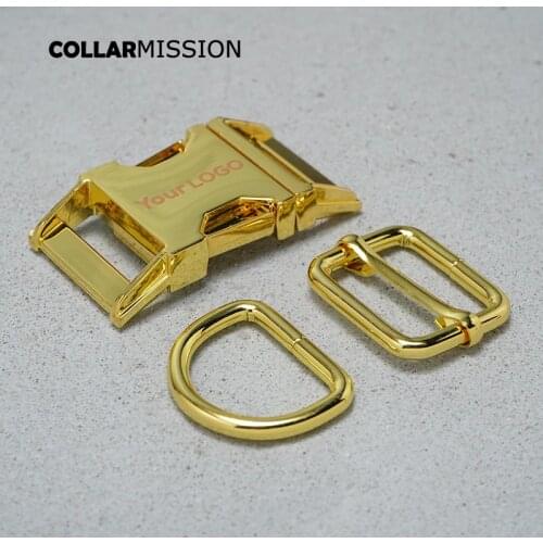 Engraving (Metal Buckle+ Adjust Buckle+ D Ring ) For Backpack Webbing Dog Collar Bag DIY 25mm Yellow Gold Accessory
