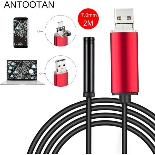 7mm lens 2m HD Endoscope Android Camera Lens Snake Tube Inspection Camera Car Endoscope USB Flexible Camera IP67 Waterproof