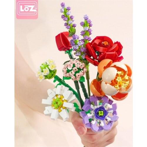 LOZ Blocks Flowers Building Bricks Beautiful Sunflower Model Rose Toys for Children Juguetes Girls Gifts Kids Present