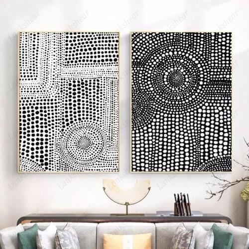 Wall Art Canvas Painting Abstract Black White Dot Sequence Hd Posters and Prints Cuadros Nordic for Living Room Home Decoration