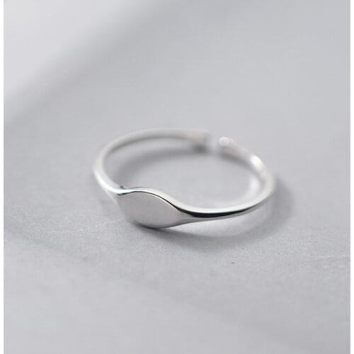 Real 925 Sterling Silver Oval Adjustable Ring For Fashion Women Party Fine Jewelry Minimalist Geometric Punk Accessories