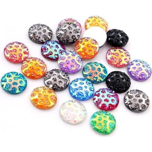 New New! 40pcs/Lot 12mm Mix AB Colors Flat back Resin Constellation Cluster Cabochons Fit 12mm Cameo Base Cabochons-V3-09