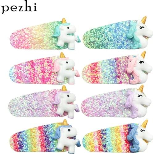 New childrens fashion unicorn hairpin Princess bb hair clip Unicorn party hair accessories