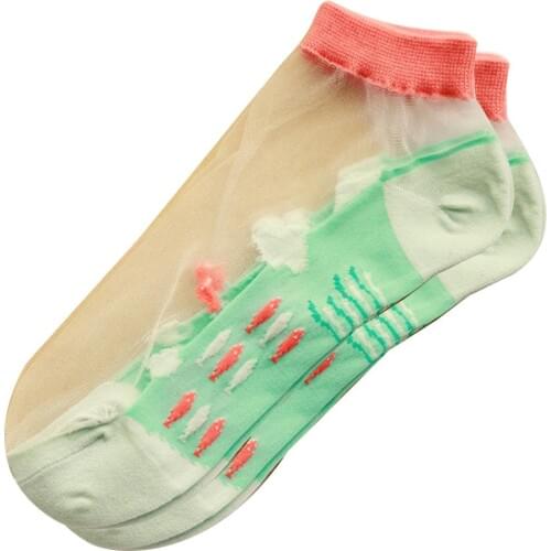 New Fashion Vintage Lovely Summer Cute Lace Mesh Marine Series Socks Ultra Thin Women Transparent Elasticity Ankle Hosiery Sock