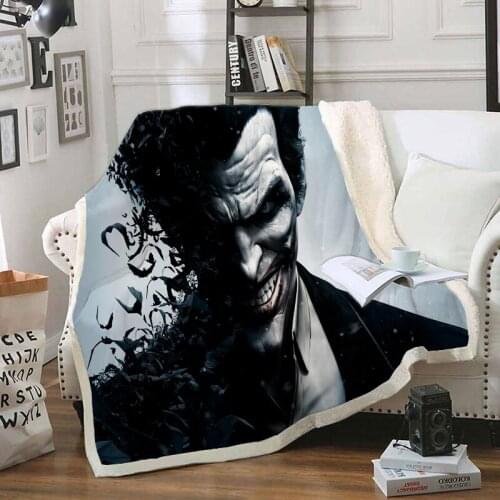 The joker Funny Character Blanket 3D Print Sherpa Blanket on Bed Home Textiles Dreamlike Style 09