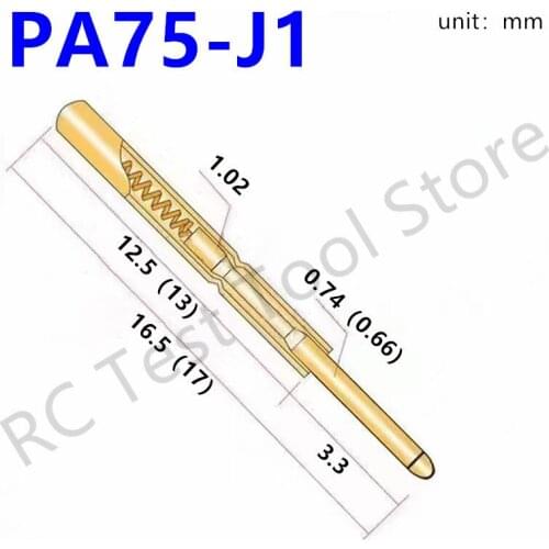 PA75-J1 Spring Test Probe Durable Brass Test Probe Sleeve Length 27.8mm Household Convenient Gold Plated Test Tool 100 PCS